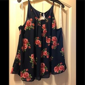 Super cute navy blue with roses halter tank